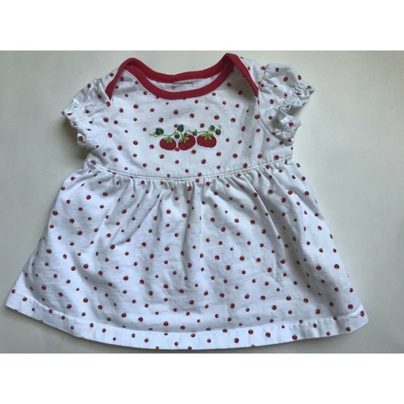 Girl's Size 9M 6-9 Months Two Piece White Tomatoes Embroidered Dress & DC Set - Picture 3 of 6
